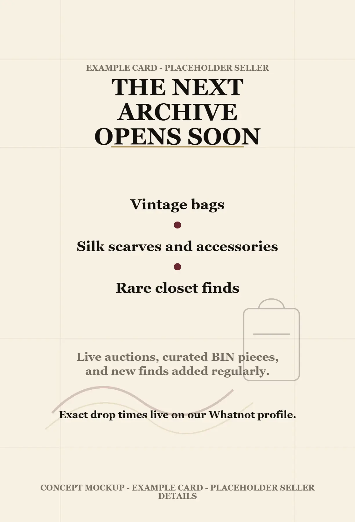 Back side of the Archive After Dark Stream Mail package insert with closet find categories